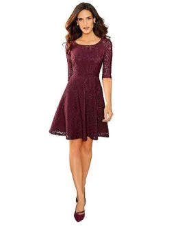 Kanten Jurk Bordeaux