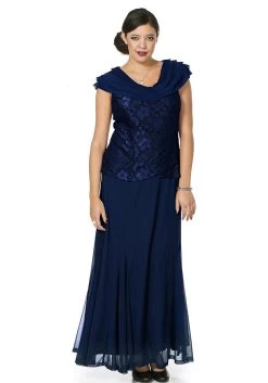 M.I.M Galajurk Grote Maat Met Sjaalkraag Blauw