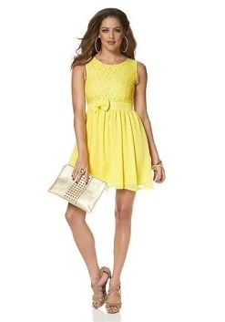 MELROSE Geweven Jurk Van Kant En Chiffon Geel