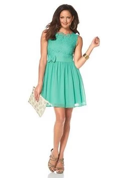 MELROSE Geweven Jurk Van Kant En Chiffon Turquoise