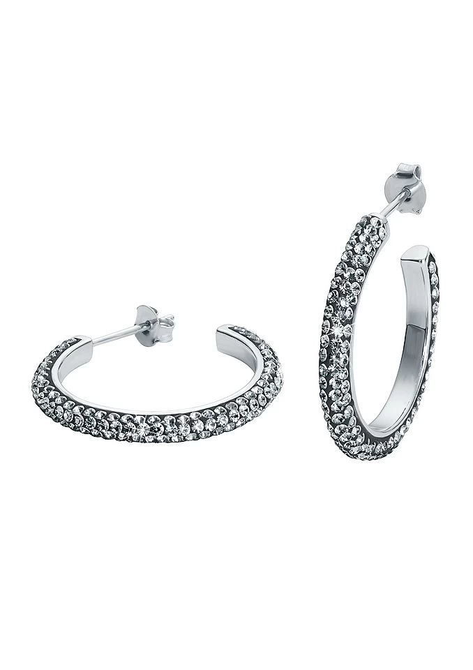 NOELANI Steekcreolen Met Grijze Steentjes 1 NOELANI Steekcreolen Met Grijze Steentjes